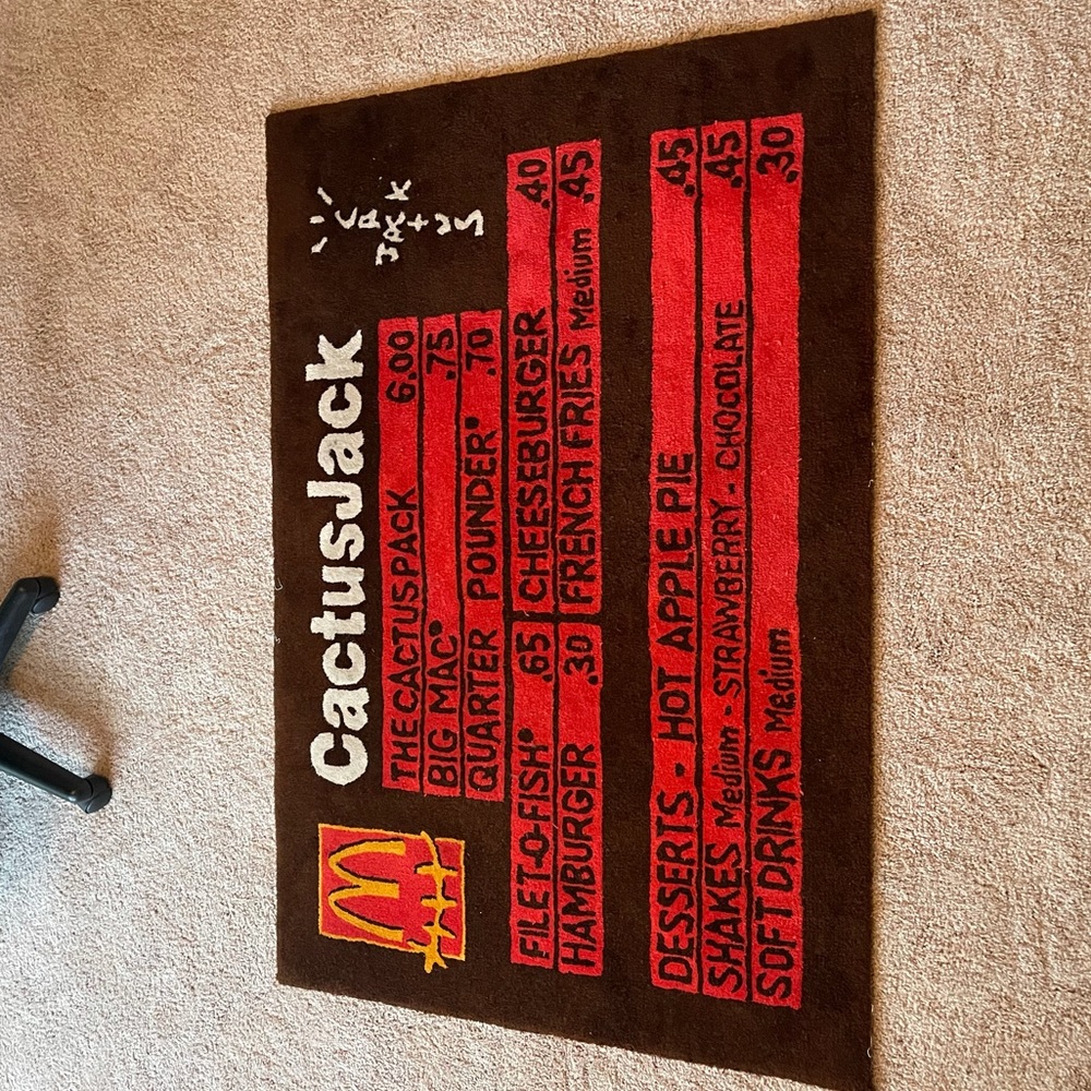 Travis Scott cactus Jack McDonald’s menu rug